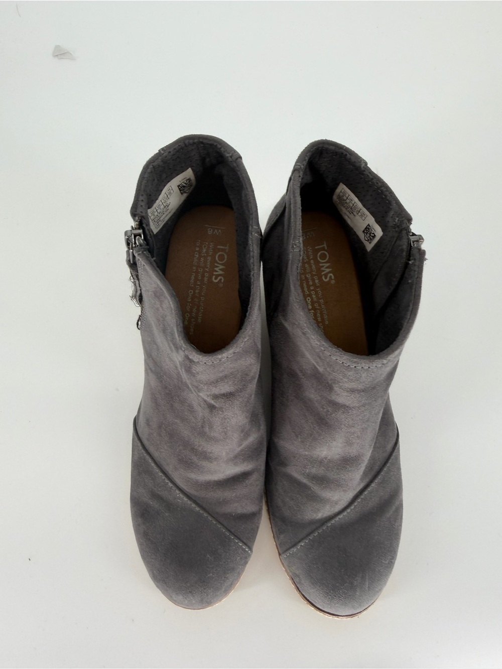 Toms Gray Suede Ankle Booties with Side Zip - Picture 7 of 7